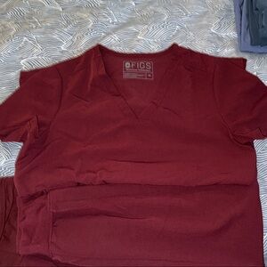 Figs Burgundy Scrub Top and Bottom